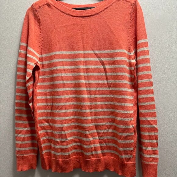 Jones New York 100% Extra Fine Merino Wool Sweater | Size XL | Coral & Cream Str - Picture 1 of 3